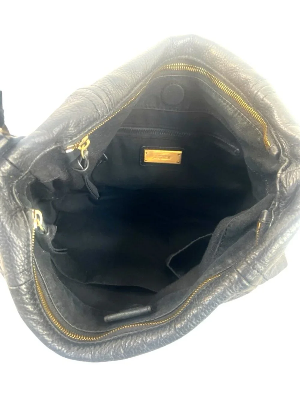 vtg J CREW Large Hobo Pebbled Napa Leather Shoulder Bag 3 Compartaments